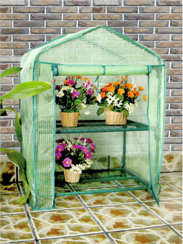 Mini balcony greenhouse with 2 shelves